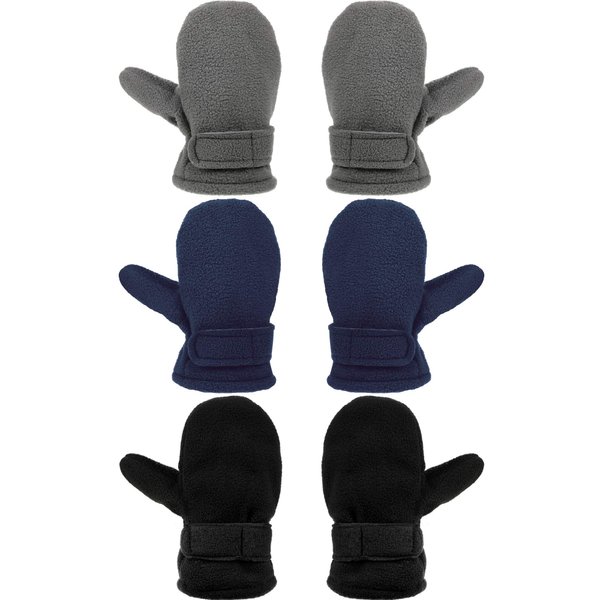3 Pairs Baby Toddler Winter Mittens Warm Fleece Kids Mittens Baby Snow Skiing Gloves for Boys and Girls Aged 2-4 Years (Black, Gray, Navy Blue)
