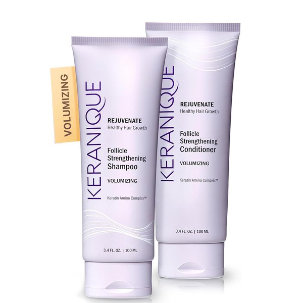 Keranique Shampoo and Conditioner - Volumizing Shampoo and Conditioner Set for Fine, Thinning Hair and Fuller Hair Growth - Keratin Enriched, Volume Thickening, Sulfate-Free, Color-Safe, Anti-Aging