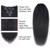 Lysilf Kinky Straight Clip in Hair Extensions Real Human Hair 7Pcs Brazilian Clip in Human Hair Extensions for Women with 16 Clips Lace Weft 90g (16inch, Natural Black)