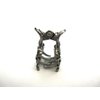 Small mini silver metal gray blue three flower crystal hair claw bridal clip