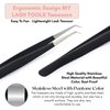 My Lash Tools Eyelash Extension Curved Degree Tweezers for Isolation Lash Extensions 14cm, Best for Individual Isolation & Classic Lashes Japanese Stainless Steel Eyelash Twisers (Matte Black)