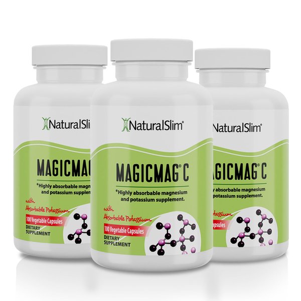 NaturalSlim MagicMag C Magnesium Citrate Capsules – Magnesium Supplement with Natural Potassium | Sleep Support, Heart Health, and Muscle Cramp Relief | Gluten-Free, 100 Capsules (3 Pack)