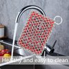 Cast Iron Cleaner,Stainless Steel Cleaner Chain Iron Scrubber with Silicone Insert,Chainmail Scrubber for Cast Iron Pans Cookware Skillet Dishwasher,Kitchen Tools Gadught (Cleaner Red)