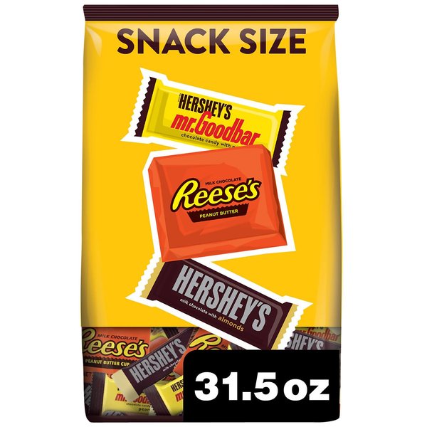 HERSHEY'S and REESE'S Assorted Chocolate Flavored Snack Size, Easter Candy Party Pack, 31.5 oz