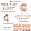 Four Ever Sweet Birthday Decorations, 4 Four Year Old Fourth 4th Birthday Decorations Girl Boy, Donut Birthday Party Decorations, Four Ever Sweet Backdrop Balloons,Donut Themed Birthday Party Supplies