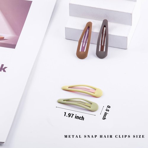 Cptots Small Hair Barrettes For Women No Slips Metal Snap Hair Clips For Thin Hair And Fine Hair,Brown Yellow,20 PCS,1.97 x 0.5 Inches