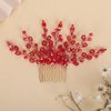 Rumtock Red Crystal Beads Rhinestones Hair Comb Red Rhinestones Hair Accessories for Wedding Brides Women Girls Dancing Ball Jewelry