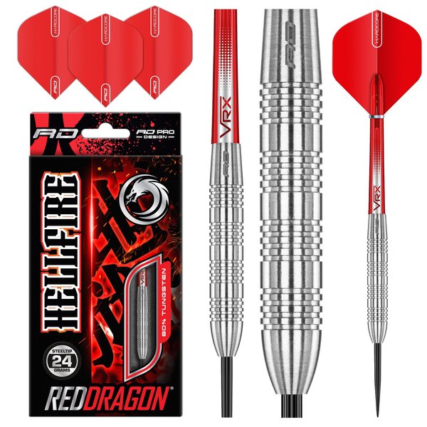 RED DRAGON Hell Fire B: 24g Tungsten Darts Set with Flights and Stems