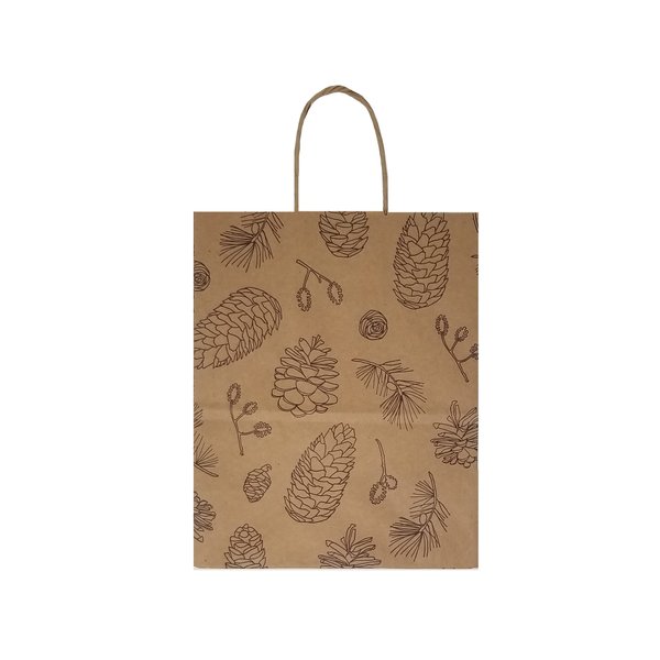 Printed Brown Kraft Bags, Medium 8 x 10.25 x 4.5, Set of 13, Made in USA