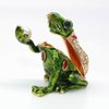 Waltz&F Kiss pearl frog Trinket Box Hinged Hand-painted Animal Figurine Collectible Ring Holder
