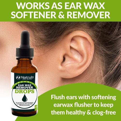 Organic Ear Wax Removal Drops for Clogged Ears – Natural Ear Wax Cleaner Oil for Kid, Adult, Baby – Earwax Removal Liquid for Unclogging Ears, Earaches, Ear Health (Made in USA)