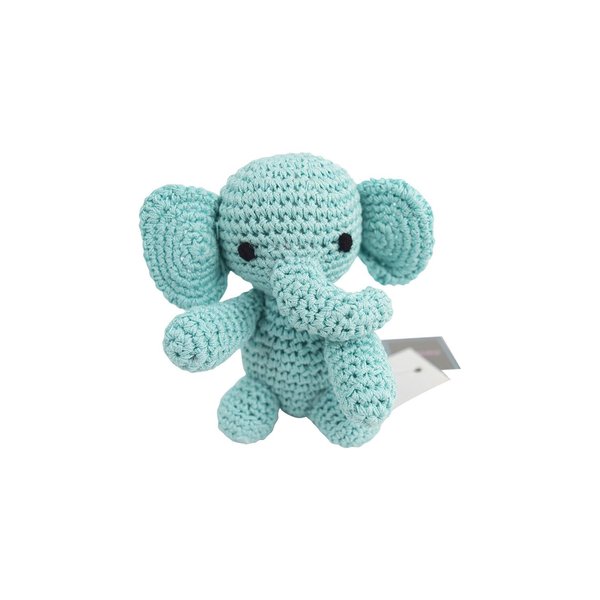 Skelapparel Endless Fun Dog Teeth Cleaning Cotton Crochet Squeaky Dog Toy for Small Dogs - Baby Elephant