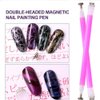 WOKOTO 2Pcs Nail Magnet Tool Set with Double Head Flower Design Nail Magnet Stick for Cat Eye Gel Polish Magnetic Pen Nail Art Tool Set