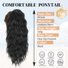 Rosooi 20 inch Long Black Claw Clip Ponytail Extension for Women Fake Ponytail for Daily Wear Soft Wavy Curly Clip in Hair Extensions (Black)