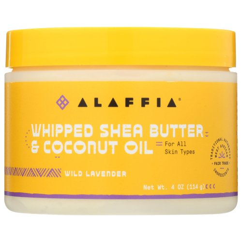 Alaffia, Coconut Oil Whipped Shea Butter Wild Lavender, 4 Ounce