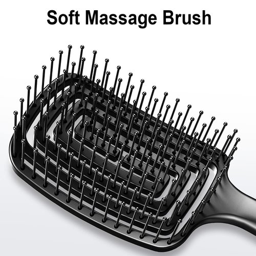 Hair Brush, Professional Curved Vent Styling hair brush, Dries Faster, Serrated comb for detangling,Ultra Soft Bristles and Relaxed Handle for Effortless Detangling, For Curly,Straight,Dry hair.