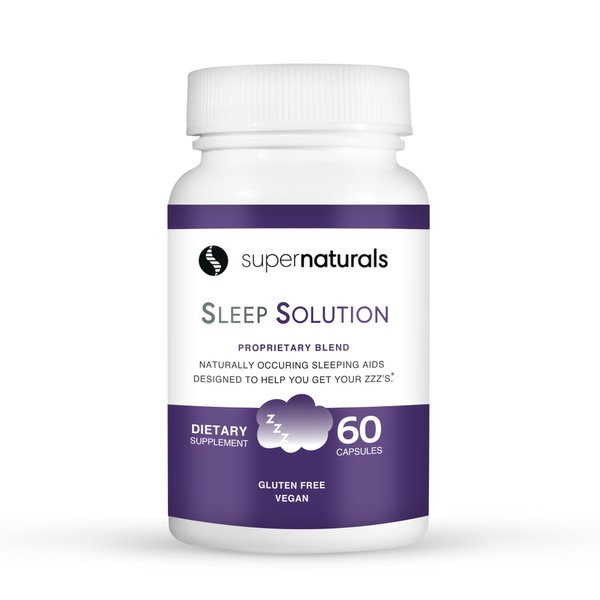 Super Naturals Sleep Solution - Sleep Aid for Adults, Sleep Support, Natural Sleep Supplement, Melatonin, Magnesium, Vegan Capsules - 60 Count