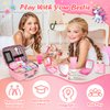 Pretend Makeup for Toddlers, Kids Pretend Play Makeup Set for Little Girls, Fake Toy Makeup Set with Purple Cosmetic Case & Jewelry Set, Birthday for Kids Girls 3 4 5 6 7 8+