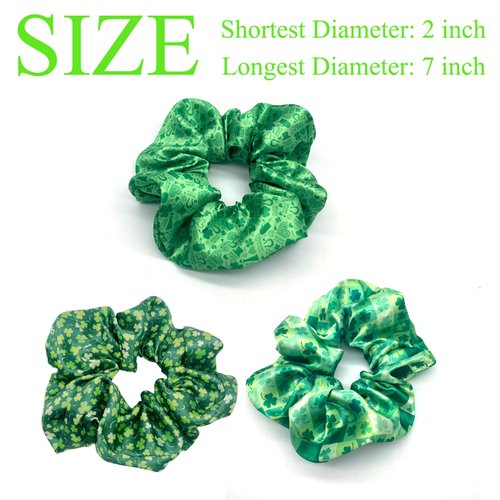 Shamrock Hair Ties Saint Patrick's Day Hair Scrunchies Green Soft Elastic Hair Bands Ponytail Holder Hair Tie Hair Accessories for Women Girls