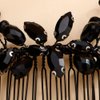 Teyglen Bride Wedding Crystal Hair Comb Black Rhinestone Hair Pieces Handmade Full Black Red Blue Crystal Hair Side Comb Shiny Headpieces for Women Girls(Black)
