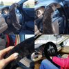 Fluffy Wool Sheepskin Fuzzy Black Car Steering Wheel Cover for Universal Auto Steering Wheel 14 1/2-15 1/2inch, Anti-Slip, Soft Plush, Comforting and Luxurious, Soft Texture (Black)