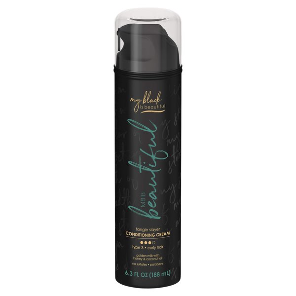 My Black is Beautiful Leave In Conditioner, Type 3 Tangle Slayer, Sulfate Free Conditioning Cream, for Curly Hair with Coconut Oil, Honey and Turmeric, 6.3 fl oz
