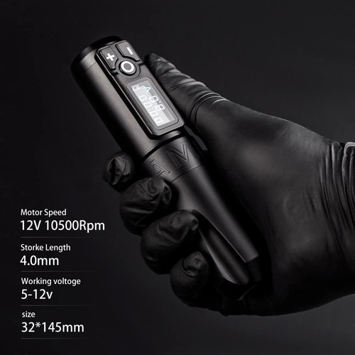 Ambition Trident Wireless Tattoo Machine - Rotary Tattoo Cartridge Machine Battery Pen with 2400mAh Power Coreless Motor Digital LED Display for Professionals and Beginners Tattoo Artist