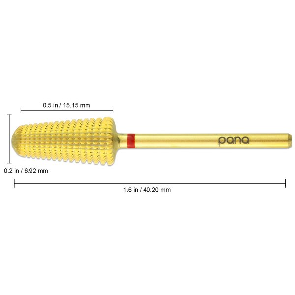Upgraded PANA Volcano Nail Carbide Bit - Two Way Rotate use for Both Left and Right Handed use - Fastest remove Acrylic or Gel – For Manicure Drill Machine - 3/32" (Fine - F, GOLD)