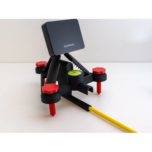 Adjustable Alignment & Leveling Stand for Garmin Approach R10 (Extended Height), Black with Red Knobs, Extended Height: 0.25'' - 2''