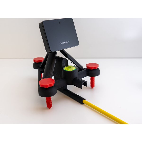 Adjustable Alignment & Leveling Stand for Garmin Approach R10 (Extended Height), Black with Red Knobs, Extended Height: 0.25'' - 2''