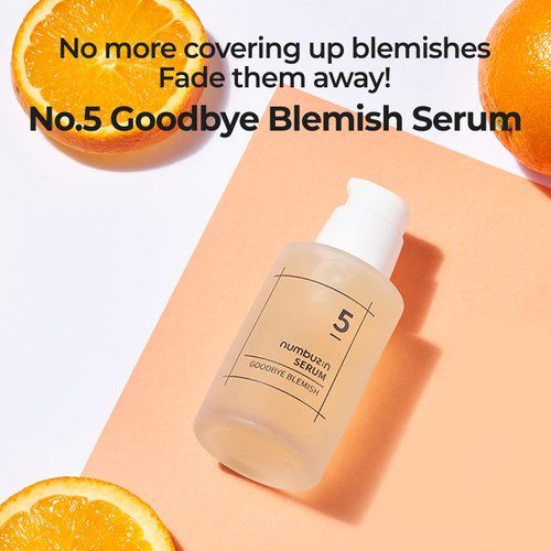 numbuzin No.5 Goodbye Blemish Serum | Vitamin C, Niacinamide, Antioxidant, Dark Spots, Acne Scars, Lightweight Gel | Korean Skin Care for Face, 1.69 fl oz