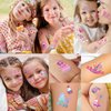 Waterproof Temporary Tattoos - 143pcs Groovy Fake Tattoo for Girls Birthday Party Favors, Princess Rainbow Shoes Power DIY Arts and Crafts Home Activity for Kids 6 7 8 9 10 11 12 years old