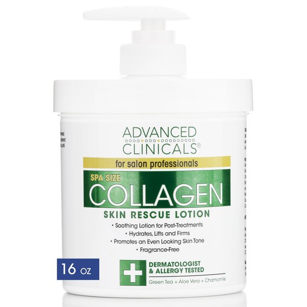 Advanced Clinicals Collagen Cream Moisturizer Body Lotion & Face Cream | Dry Skin Rescue Collagen Lotion | Skin Tightening Cream | Skin Firming + Tightening Lotion | Body Skin Care Products, 16 Ounce