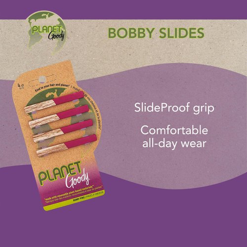 GOODY Planet Bobby Pins - Maroon - Slideproof Bobbies to Style With Ease - Hair Accessories for Men, Women, Boys & Girls - For All Hair Types - Bound Plastic, 4 Count (Pack of 1)