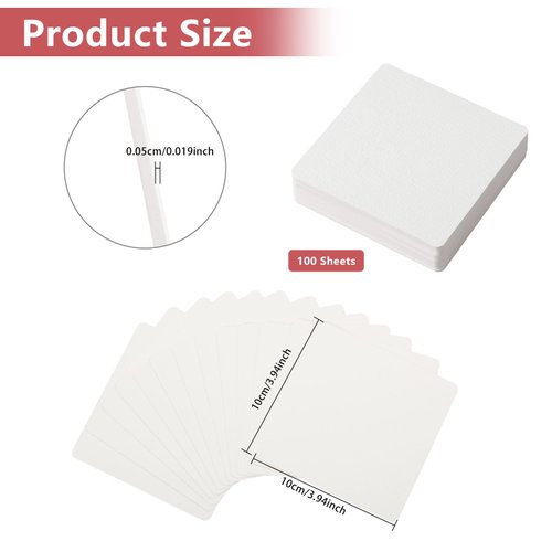 GLOBLELAND 100 Sheets 300gs Watercolor Paper 4 * 4inch Painting Paper Calligraphy Paper Square Shape Cold Press Paper for Adults Artists Drawing