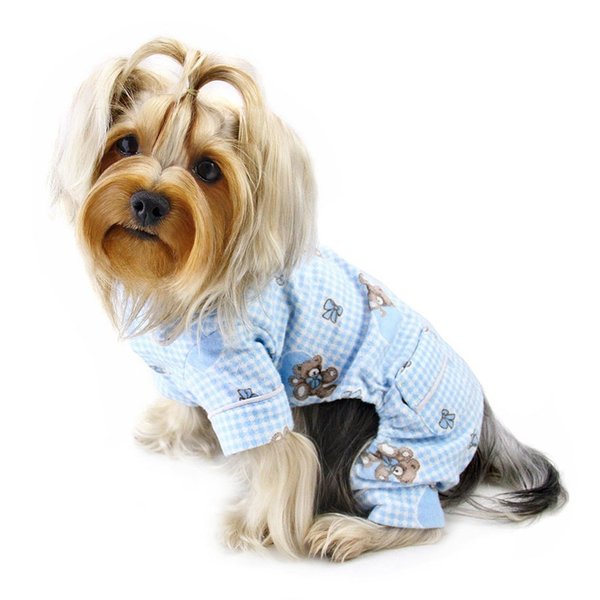 Klippo Teddy Bear Flannel Pamajas/Bodysuit/Overall - Light Blue - X-Small