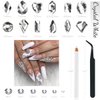 2630Pcs White Nail Rhinestones Crystal Clear Flatback Rhinestones Round Beads K9 Glass Gems Stones Nail Art Diamonds Jewels Multi Shapes Nail Charms for Nail DIY Face Eye Mackup Clothes Shoes Jewelry