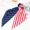 American Flag Hair Ties for Woman Girls Red White and Blue Ribbon Hair Scrunchies Elastic Patriotic 4th of July Hair Tie Independence Day Memorial Day Party Supplies Hair Accessories 2PCS