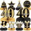 10PCS Black Gold 40th birthday decorations for Men and Women，40th birthday centerpieces for tables ，Happy 40th Birthday Centerpieces Tables Toppers，40th Birthday Table Sign Decor