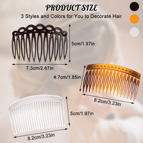 18 Pieces French Side Combs, FHDUSRYO Plastic Side Hair Twist Decorative Comb with Teeth, Hair Combs Slides Hair Clips Accessories for Women Bridal Wedding Veil Girls Thick and Fine Hair