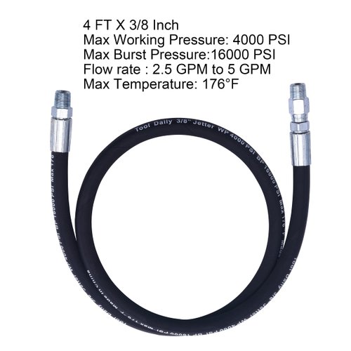 Tool Daily Pressure Washer Whip Hose with Swivel, Hose Reel Connector Hose for Pressure Washing with Pressure Washer Adapter Set