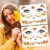 Autumn Face Sticker Yelllow Orange Maple Leaf Temporary Tattoos Sticker Glittery Face Body Tattoos Party Makeup Self AdhesiveThanksgiving Party Supplies