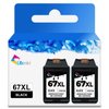 Ubinki Remanufactured Ink Cartridge Replacement for HP 67XL 67 XL (Black 2-Pack) for HP67 HP67XL for 2700 4155e 2755e 2734e 4100 2700e 4100e 6400 2752 2752e 4152e 6455e 6055e 2742e 6000 6055 6458e