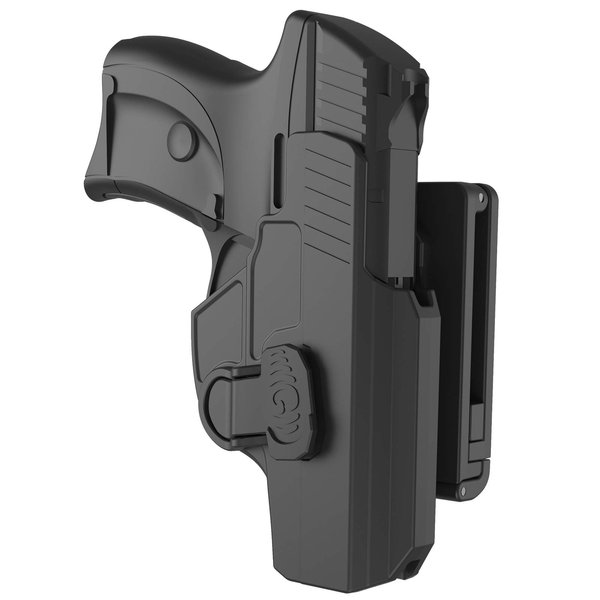 Belt Holster Custom Fit for Ruger LC9 LC9s LC380 EC9 EC9S, 60° Adjustable Polymer Tactical Outside Waistband OWB Holster with Index Finger Trigger Release, Open Carry Holsters, Right-Handed, Black