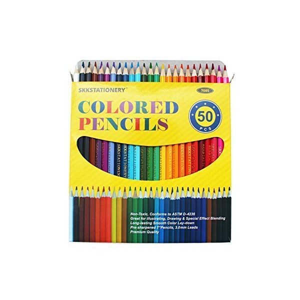SKKSTATIONERY 50Pcs Colored Pencils,50 Vibrant Colors, Drawing Pencils for Sketch, Arts, Coloring Books, Christmas Halloween Gifts