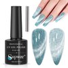 SUPWEE Reflective Glitter Cat Eye Gel Nail Polish Sparkle Diamond Magnetic Gel Polish Shiny Cat Eye Gel Nail Polish with Magnetic Stick Soak Off UV Gel Nail Art Gel 10ml (Blue)