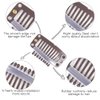 Lysilf Snap Clips for Clip in Hair Extensions U-shape with soft rubber 9 Teeth 6 Holes Stainless Steel Material 20 Pcs/pack 28mm (20Pcs, Dark Brown)