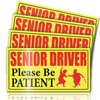 4 Pieces Reflective Elderly Driver Magnet for Car Driver Car Magnets Old People Gag Gifts Please Be Patient Yellow Elderly Car Magnet Sign Magnetic Bumper Sticker for Grandma and Grandpa