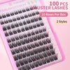 Lash Clusters 100PCS Cluster Lashes Wispy Fluffy D Curl Super Thin Band Eyelash Cluster Natural Volume Reusable DIY Eyelash Extensions at Home (10-16mm Mix)