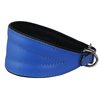 Dogs My Love Real Leather Extra Wide Padded Tapered Dog Collar (11"-13" Neck; 2" Wide, Blue)